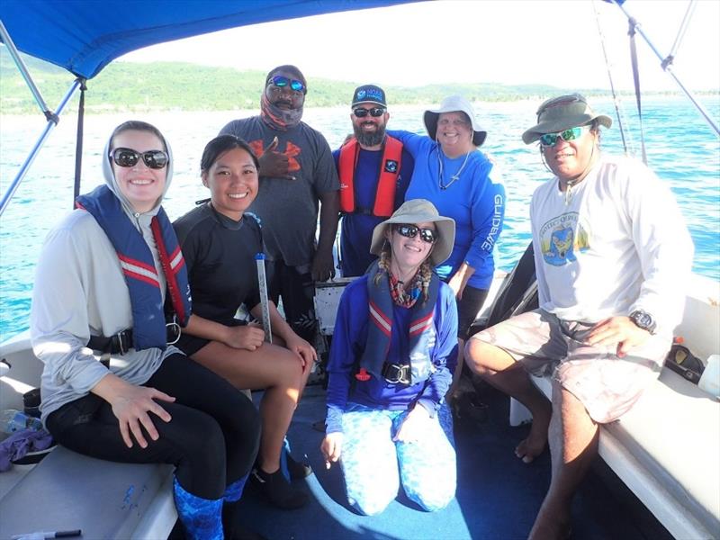 Team members from NOAA, CNMI DLNR, FishGuyz Scuba and Charter, and Jessy's Tagging Services during boat-based operations in the CNMI. - photo © NOAA Fisheries
