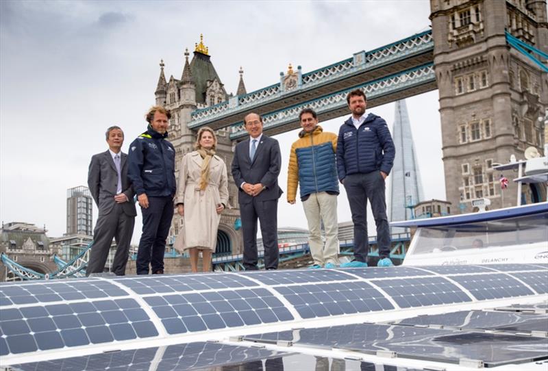 Jérôme Delafosse, Geneviève Van Rossum, Kitack Lim, Francesco La Camera, Victorien Erussard, onboard the Energy Observer photo copyright Lloyd Images taken at 