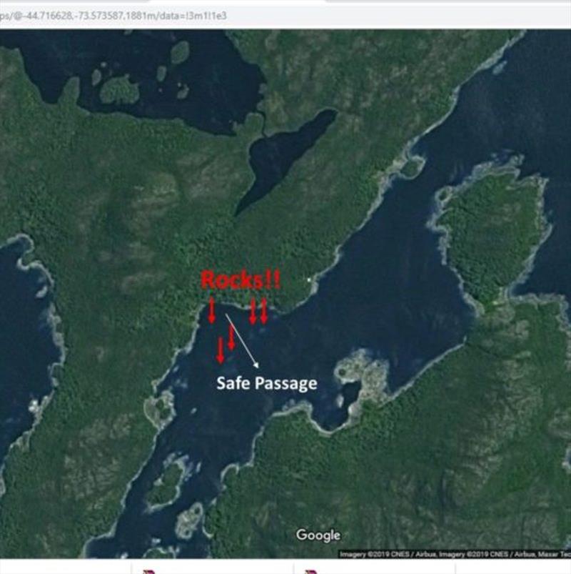 Mapping the rocks and safe passage on Google Earth. - photo © Karina McQueen & Gary Peacock