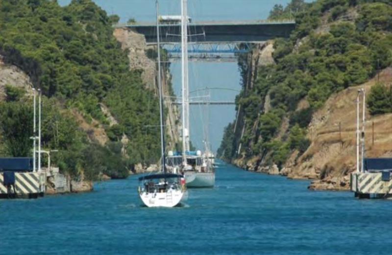 Sailing through the Corinth Canal is pretty awe inspiring - photo © Adrienne & Steve of SV Seaforth