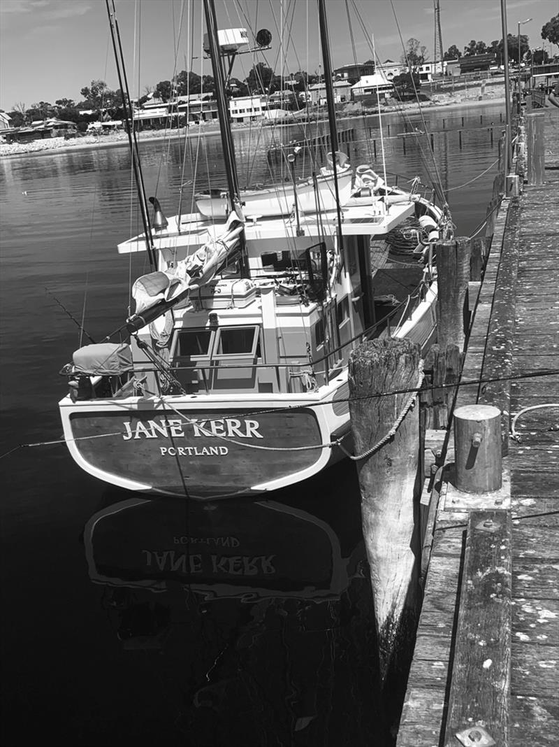 Another view of Jane Kerr tied up to the Streaky Bay Pier. After a few beers and a meal at the pub we shaped a course for Daw Island, Western Australia. About 500 miles west across the bight. - photo © Wooden Boat Shop