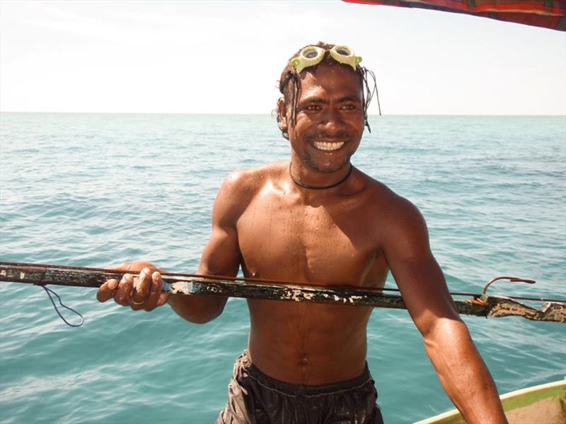 Here a young man from Pulau Pura with his homemade speargun and googles. - photo © Jim Prescott