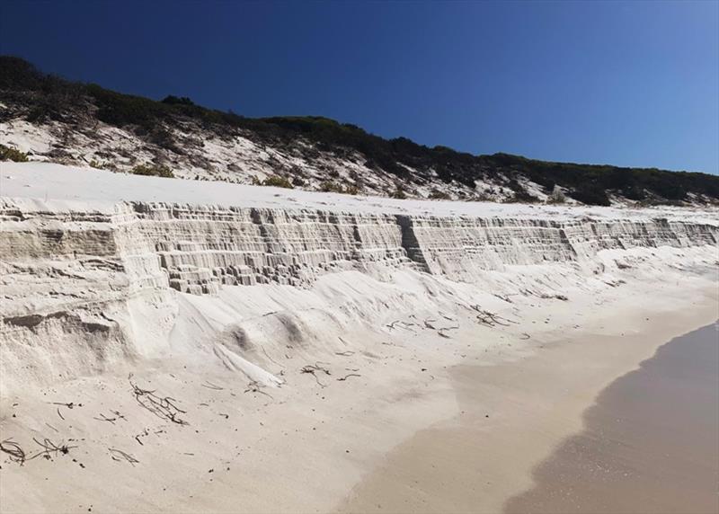 Sand cliffs on the beach at Middle Island. - photo © Wooden Boat Shop