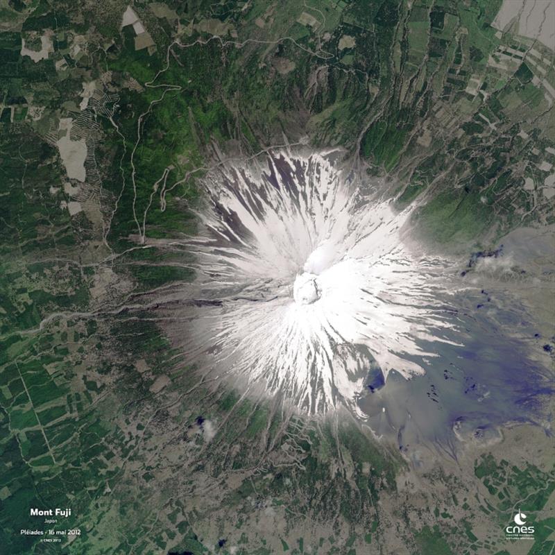 Mount Fuji in Japan as seen by the Pleiades satellite on May 16, 2012 photo copyright CNES taken at 