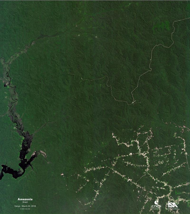 The Amazon rainforest as seen by the Venµs satellite photo copyright CNES taken at 