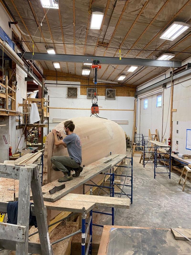 Wood-composite 45ft sailing yacht under construction photo copyright Rockport Marine taken at 