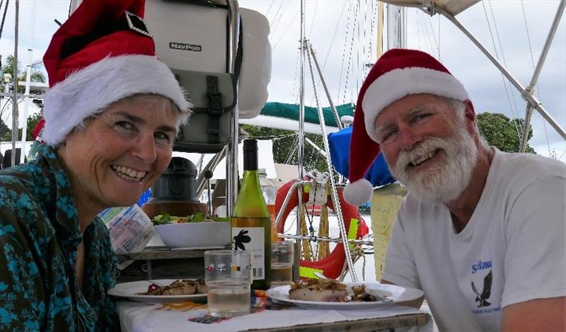 Lisa Benckhuysen with her husband, Henk, on Express 37, Harlequin. - photo © Lisa Benckhuysen