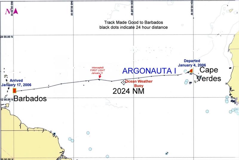 Trans-Atlantic track made good to Barbados January 2006 - photo © Hugh & Heather Bacon