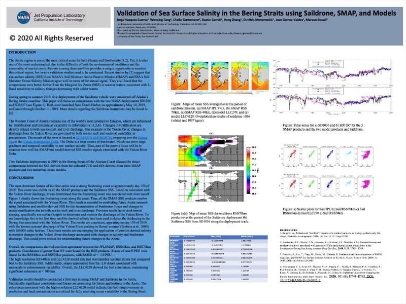 Validation of Sea Surface Salinity in the Bering Straits using Saildrone, SMAP, and Models, presented at the AGU Fall Meeting 2020. - photo © Saildrone