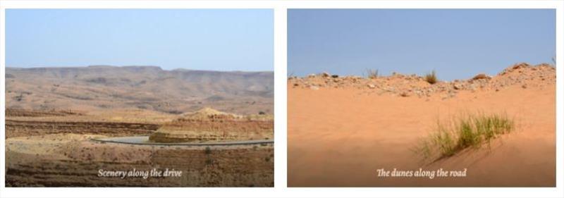 (left) scenery along the drive, (right) the dunes along the road - photo © SV Red Roo