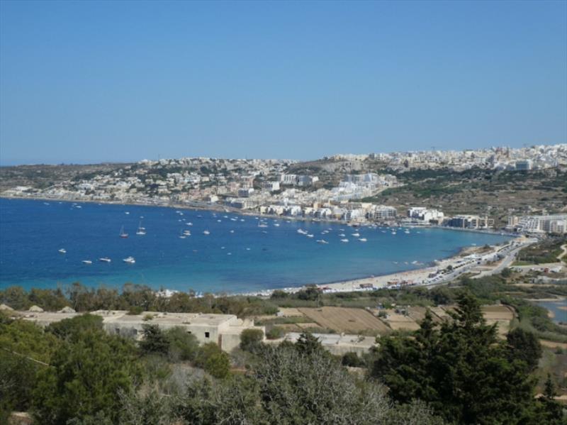 Mellieha Bay looking down from the Red Tower photo copyright SV Red Roo taken at 