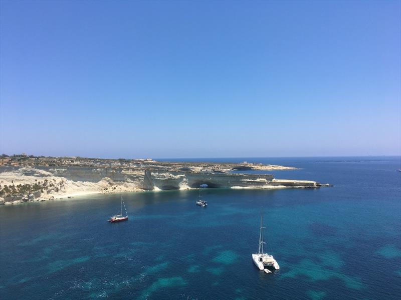 Red Roo, Caffe Latte and Sweetie all anchored in Hofra Zghira Bay next to St Peters Pool - photo © SV Red Roo