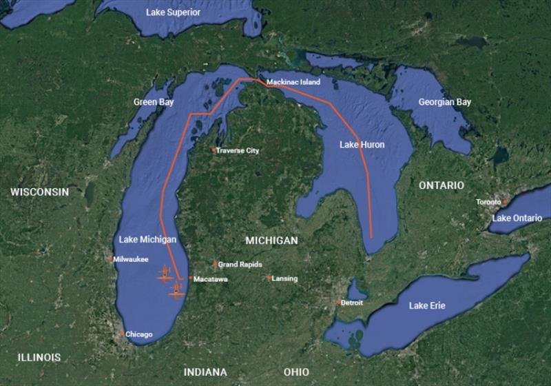 The two Saildrone Explorers were deployed from Macatawa on the west coast of Michigan and will sail north through Lake Michigan, under the Mackinac Bridge, and into Lake Huron during the 45-day fisheries mission photo copyright Saildrone taken at 