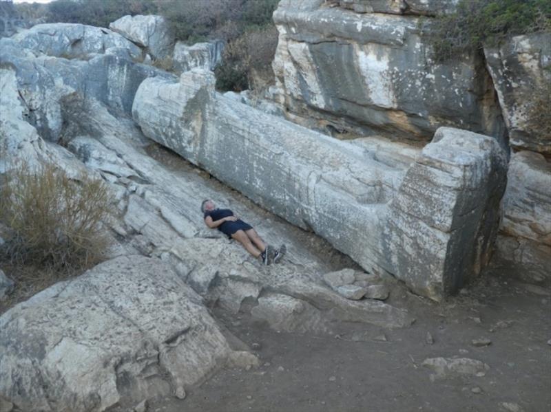 Yolene next to the unfinished marble statue - photo © Red Roo