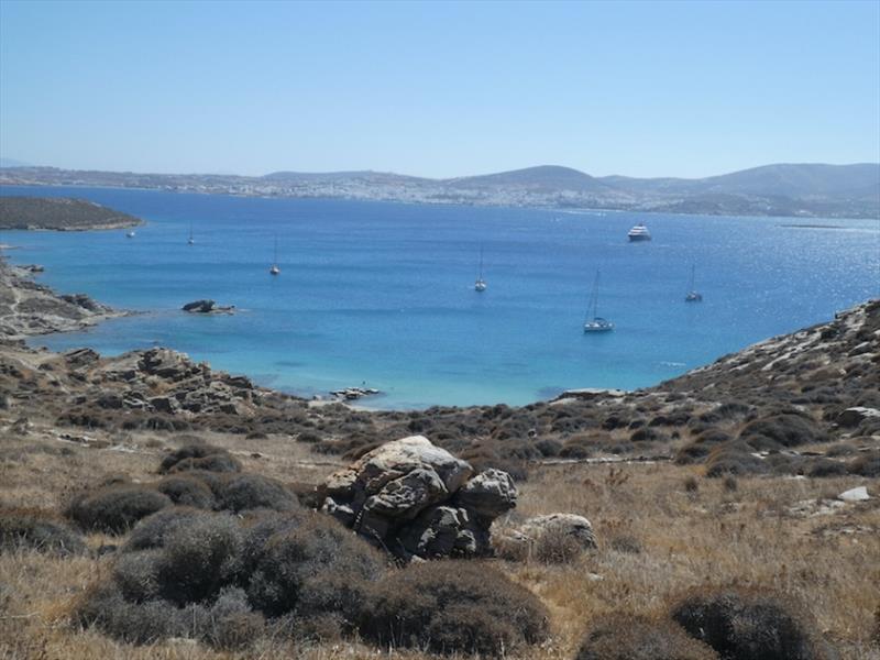 Boats anchored in the northern bay on the island of Paros - photo © SV Red Roo