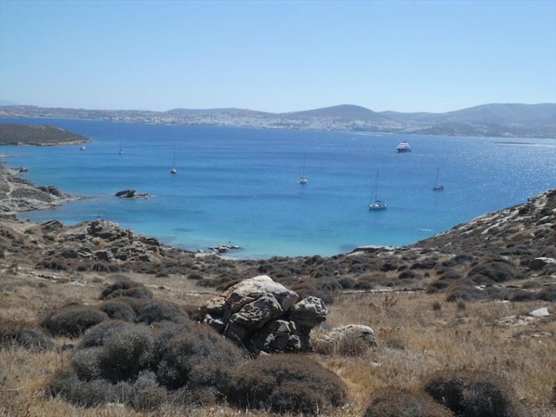 Boats anchored in the northern bay on the island of Paros photo copyright SV Red Roo taken at 