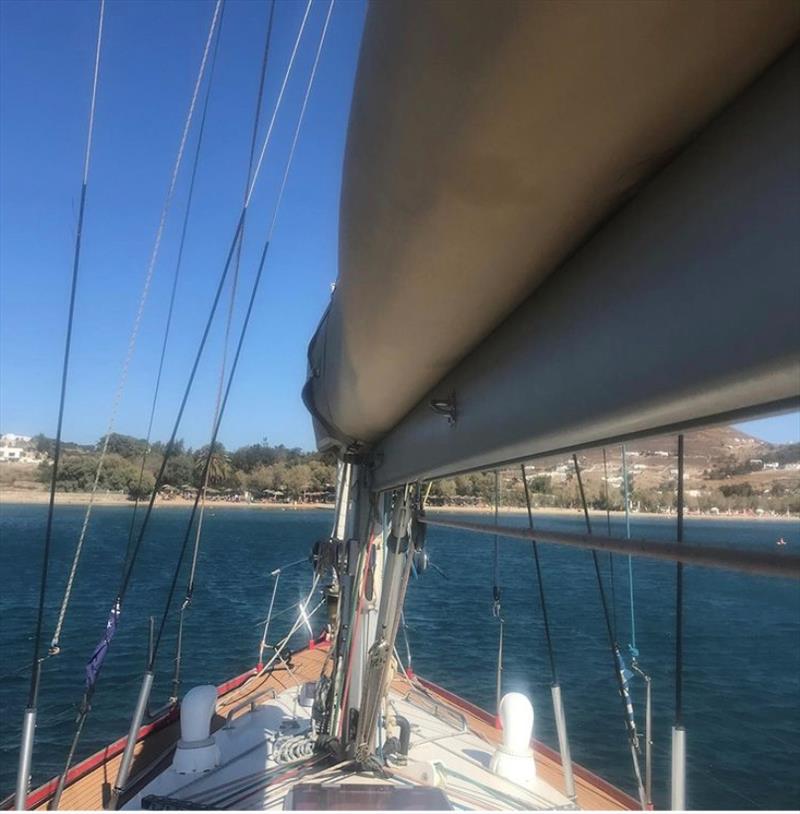 Waiting 10 days for the wind on anchor in Paros photo copyright SV Red Roo taken at 