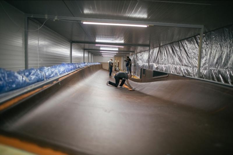 An impressive amount of prepreg carbon fiber taking shape for Gunboat 8001. - photo © Fibre Mechanics, collaborator on large sections of the hull