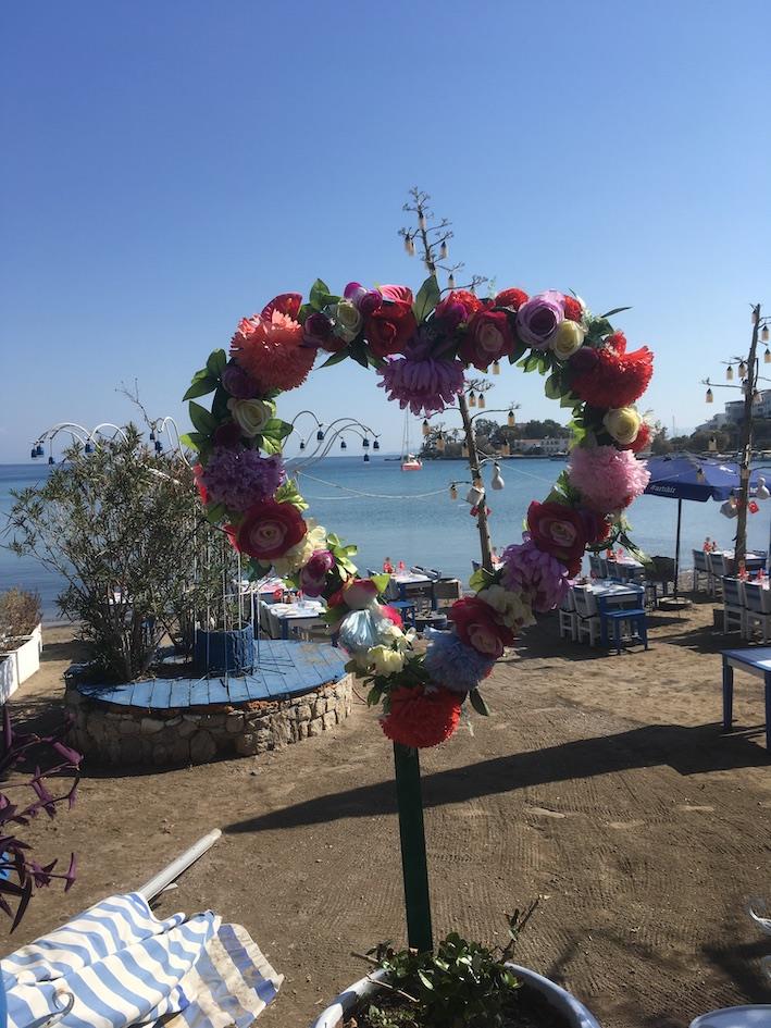 Red Roo featuring in local wedding decorations on a beach restaurant - photo © SV Red Roo