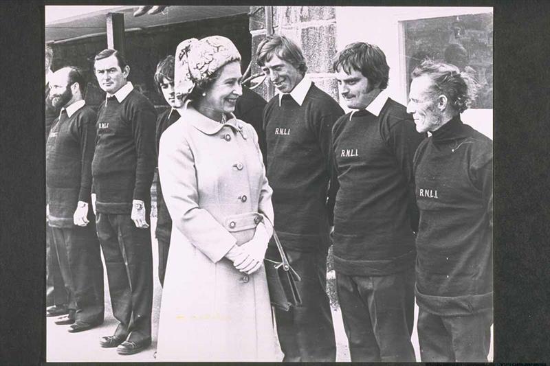 The Queen talking to RNLI volunteers at St Peter Port on Guernsey in 1978 - photo © Brian Green, Guernsey Press