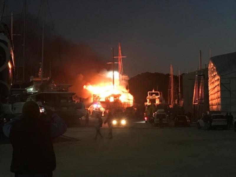 Boat on fire - photo © SV Red Roo