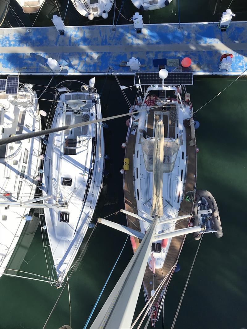 Rig inspection up the mast - photo © SV Red Roo