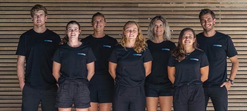 Live Ocean Racing team competing in ETF26 Grand Prix along with founders Peter Burling and Blair Tuke. (L) Peter Burling, Erica Dawson, Molly Meech, Liv Mackay, Jo Aleh, Alex Maloney, Blair Tuke (R), 2 - Live Ocean Racing boat in training. - photo © Joshua McCormack