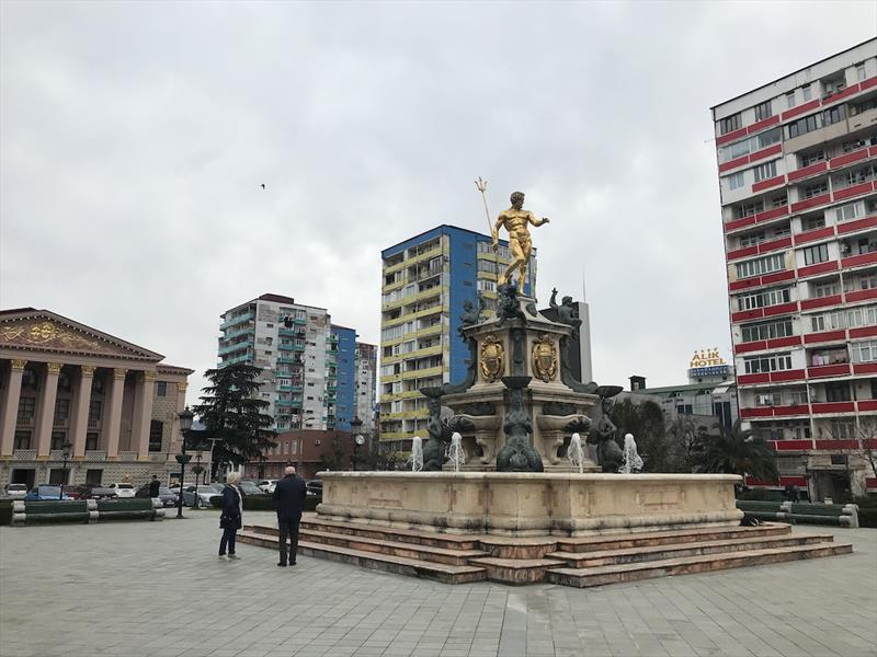 Golden statues and modern theatres next to old apartments - photo © SV Red Roo