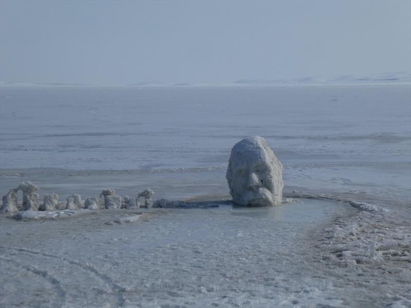 The remains of and ice sculpture on the lake (Cidir & a Head) - photo © SV Red Roo