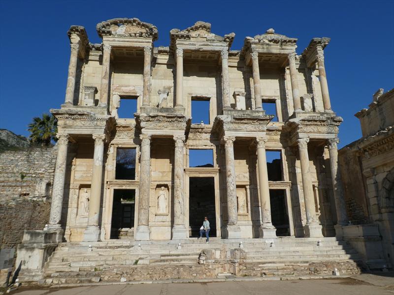 Maree (for scale) at the Library Facade photo copyright SV Red Roo taken at 