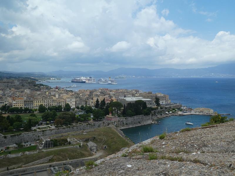 Four cruise ships a day in Corfu - photo © SV Red Roo