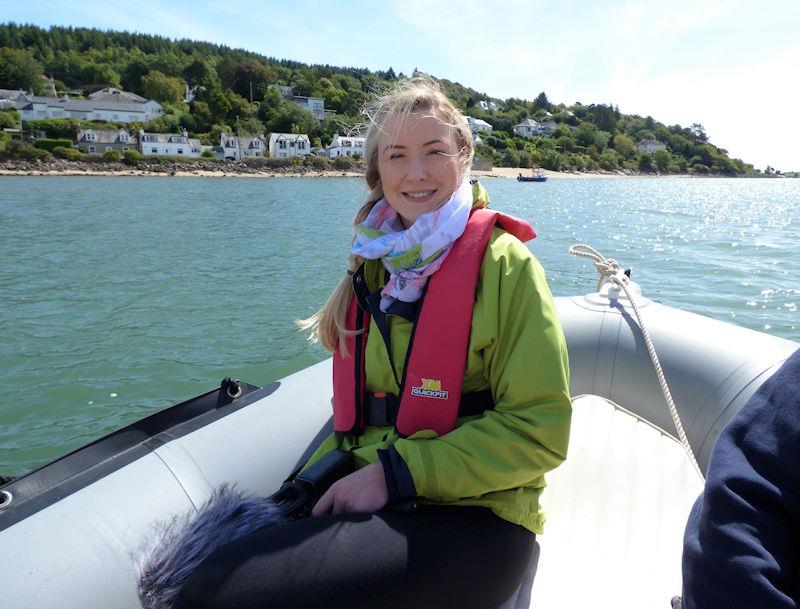 Natasha Potts, ITV Border reporter getting to know Kippford from afloat during Solway Yacht Club Cadet Week 2022 photo copyright Becky Davison taken at Solway Yacht Club