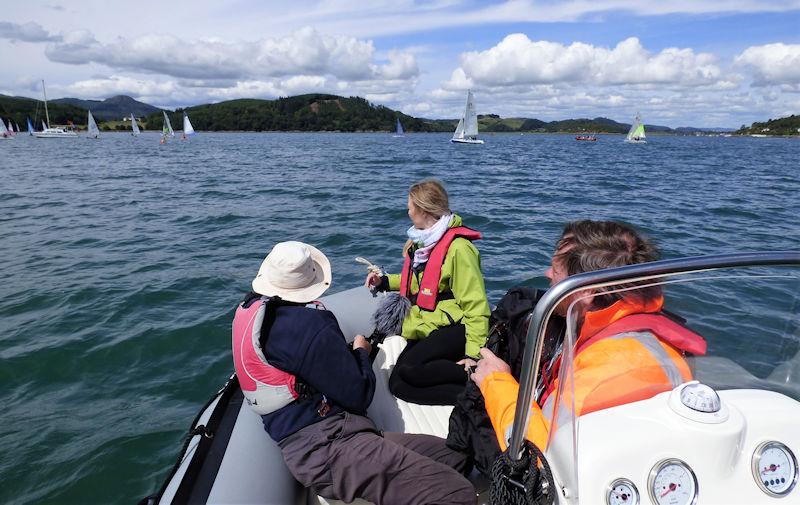 Ian Purkis (with hat) explains the race start sequence to Natasha and Mike during Solway Yacht Club Cadet Week 2022 photo copyright Becky Davison taken at Solway Yacht Club