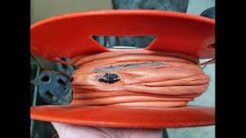 Coiled cable showing melted PVC insulation - photo © SET Maritime and Electrical
