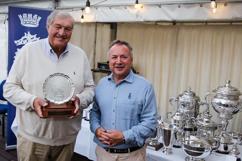 Richard Matthews presented with the Dennis Doyle Memorial Salver by RORC Commodore James Neville photo copyright Paul Wyeth / RORC taken at Royal Ocean Racing Club
