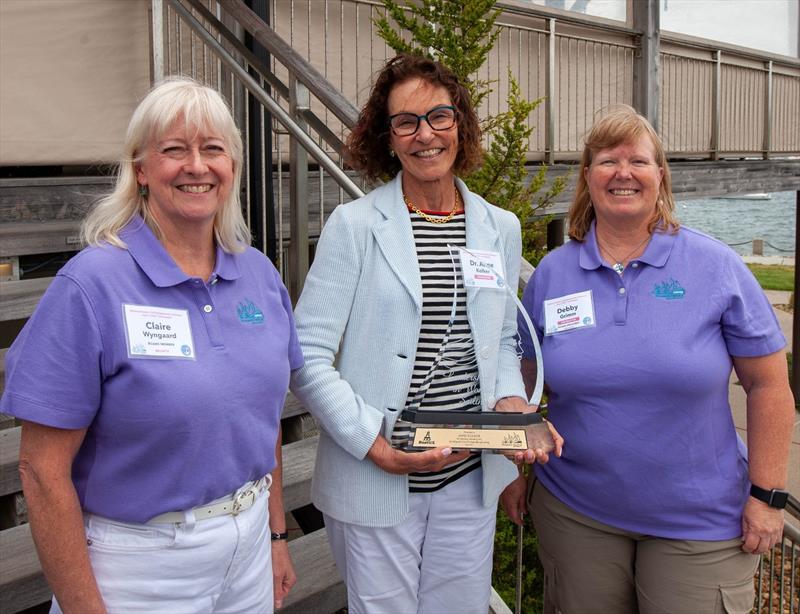 (L to R) NWSA board member and BoatUS' Claire Wyngaard; Dr. Anne Kolker, 2023 BoatUS/NWSA Leadership in Women's Sailing Award honoree; and NWSA president Debbie Grimm photo copyright Matthew Cohen taken at 