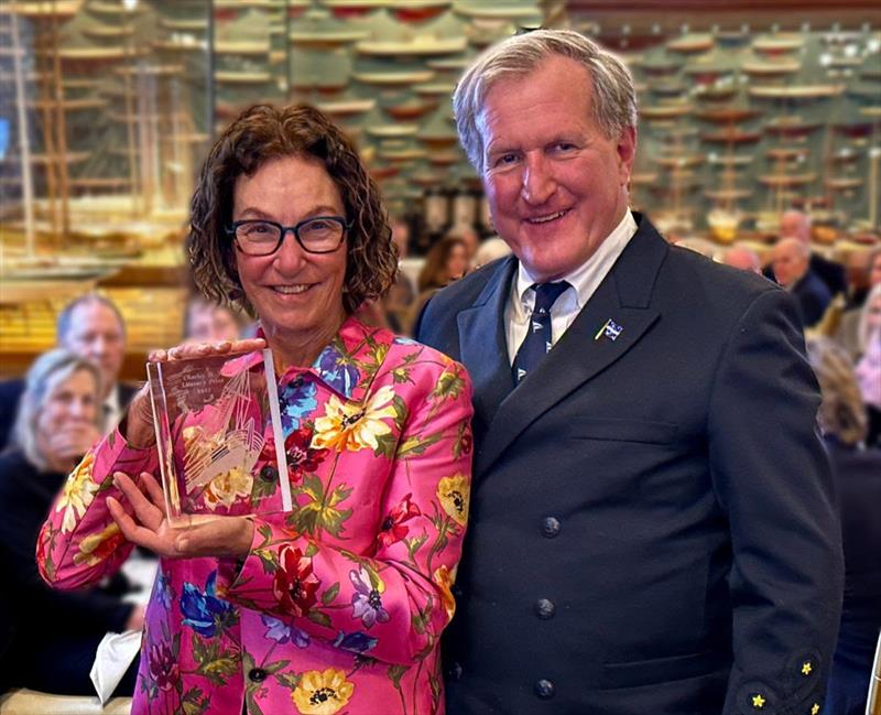 Anne Kolker (Charles H. Vilas Literary Award) with CCA Commodore Jay Gowell - photo © Dan Nerney