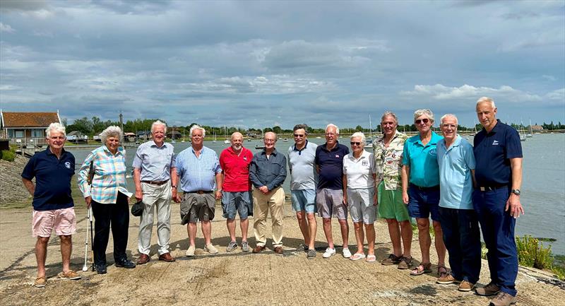 Ex Commodores at the Blackwater Sailing Club 125th Anniversary Regatta (l-r) Chris Collins 1980-82, Gillian Pain 1982-84, David Goldsmith 1984-86, John Bolingbroke 1994-96, Anthony Sinclair 1996-98, Michael Ferrier 1998-2000, Brian Southgate 2000-2002, Mike Foster 2009-2011, Patricia Parker 2011-13, Chris Nichols 2015-17, Richard Pusey 2017-19,
Steve Jarred 2019-21, Alan Hoy 2023 - - photo © Gay Ayton