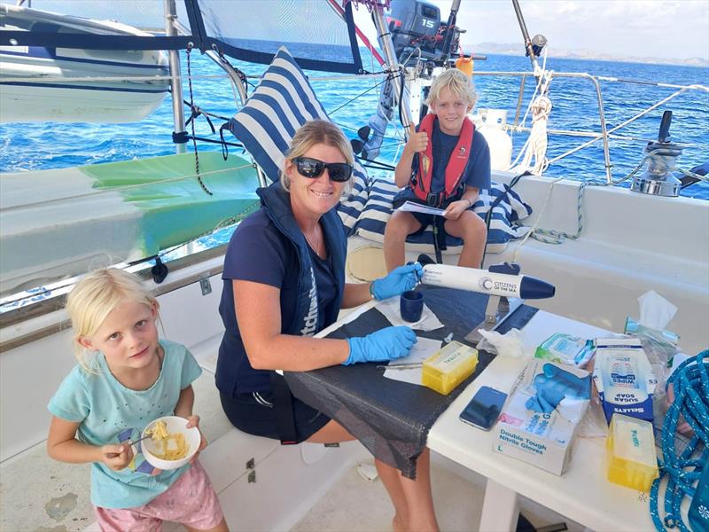 Citizens of the Sea - the crew on board Brisa II collecting their samples - photo © Woody Bould