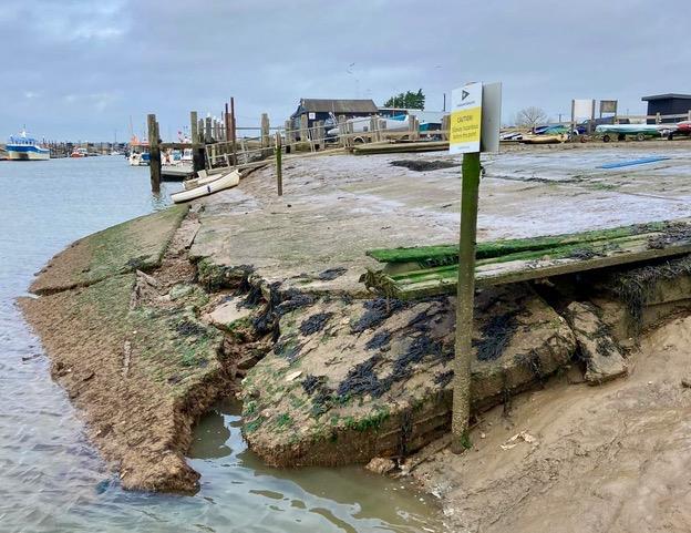 The damaged slip at Southwold Sailing Club photo copyright SSC taken at Southwold Sailing Club