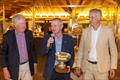 The IMA's Andrew McIrvine and Benoît de Froidmont present the Gianfranco Alberini Challenge Trophy to worthy recipient, Edoardo Recchi, the YCCS' out-going Secretary General and Sports Director © IMA / Studio Borlenghi 