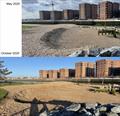 Flood defences at Soldiers' Point - May 2025 compared to October 2025 © Shoreham SC