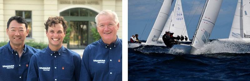 Left: Yasuhiro Yaji, Sam Gilmour, and Peter Gilmour of the Dragon Class YANMAR Racing; right: Scenes from the sailing race - photo © Yanmar Marine