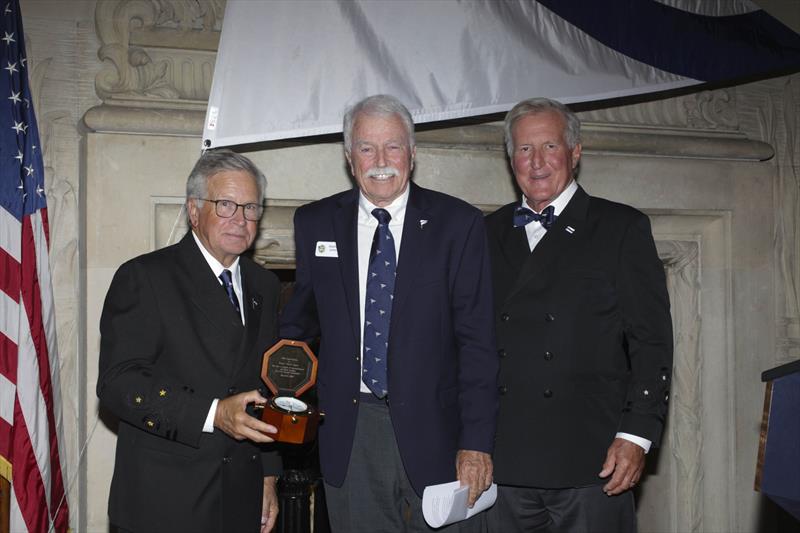 Special recognition award recipient Steve James (for a decade of service on the Awards Committee) is flanked by the incoming CCA Commodore Chace Anderson, left, and outgoing CCA Commodore Jay Gowell - photo © Guy Gurney