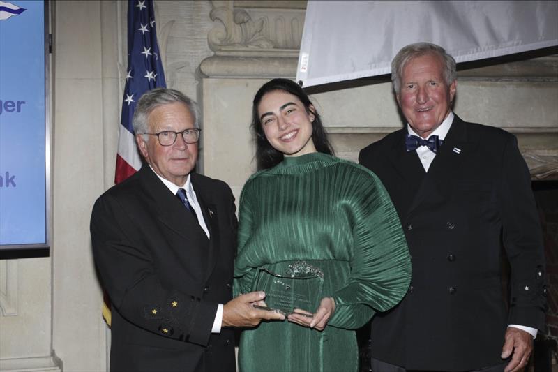 Young Voyager Award recipient Tamara Klink receives the honor from the incoming CCA Commodore Chace Anderson, left, and outgoing CCA Commodore Jay Gowell - photo © Guy Gurney