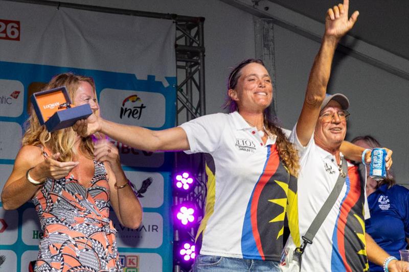 Women's Trophy was awarded to Sanne Bast of Illios photo copyright Tim Wright / Photoaction.com taken at Antigua Yacht Club
