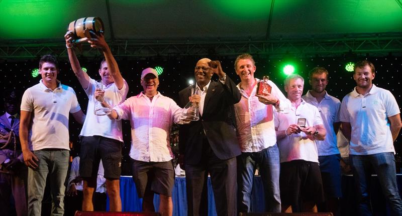 Phaedo^3 crew at the RORC Caribbean 600 prize giving photo copyright Rachel Fallon-Langdon taken at Antigua Yacht Club and featuring the MOD70 class