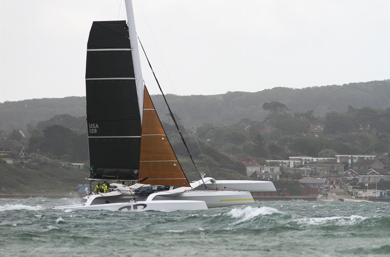 Argo passes Hurst Castle after the Rolex Fastnet Race start - photo © Mark Jardine