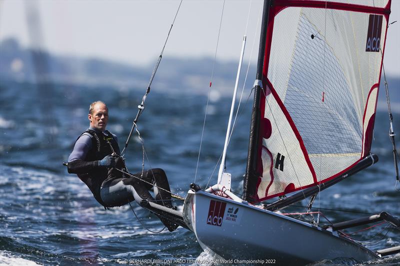 Peter Greenhalgh during the 11th ACO Musto Skiff World Championship at Kiel Week photo copyright Bernardí Bibiloni / www.bernardibibiloni.com taken at Kieler Yacht Club and featuring the Musto Skiff class