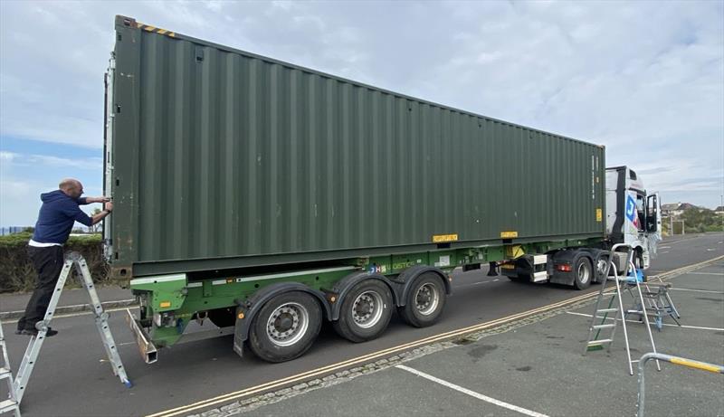 Unloading the containers from Sydney for the Musto Skiff Open at Stokes Bay photo copyright David Annan taken at Stokes Bay Sailing Club and featuring the Musto Skiff class